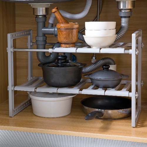 Adjustable under sink - sink, shelf