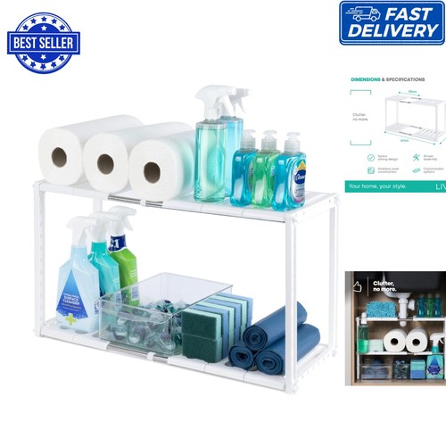 Adjustable under sink - sink, rack